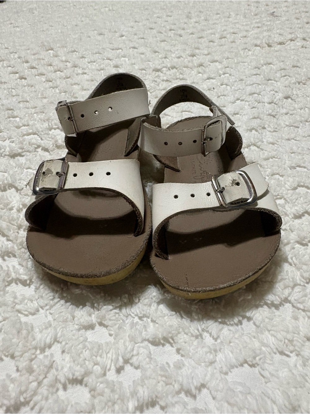 Girls Surfs San-Sun Kids White Double-Buckle Sandals